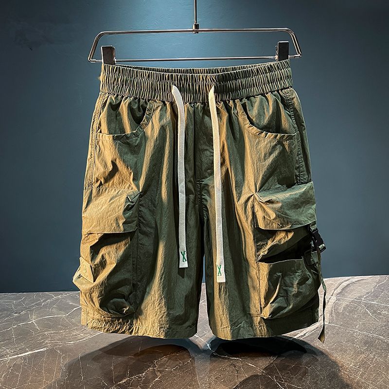Mens Fashion Summer 2025 - Мужские шорты-бермуды-карго, однотонные, с эластичной резинкой