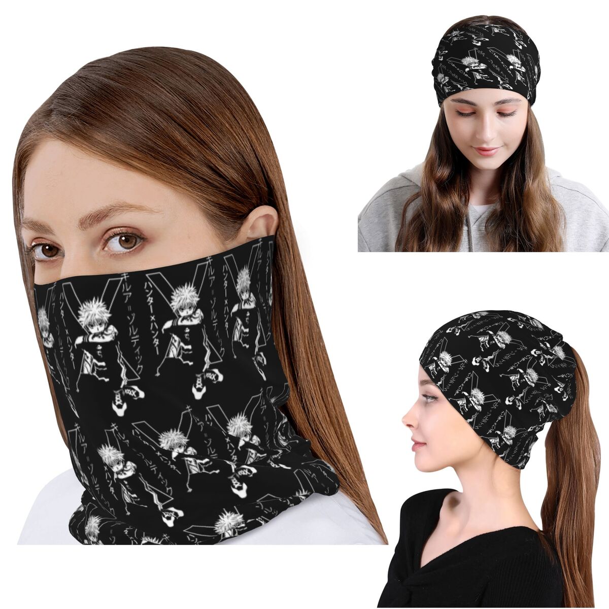 Beanie Winter Hat - Многофункциональный шарф-бандана/гейтер/шапка-бини Killua Zoldyck (аниме Hunter