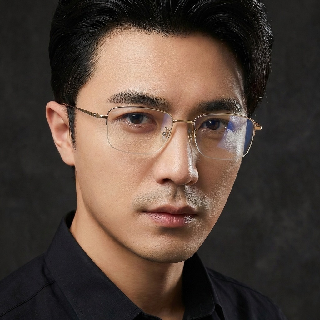 Men'S Fashion Non Prescription Glasses - Модные деловые очки в полуоправе из