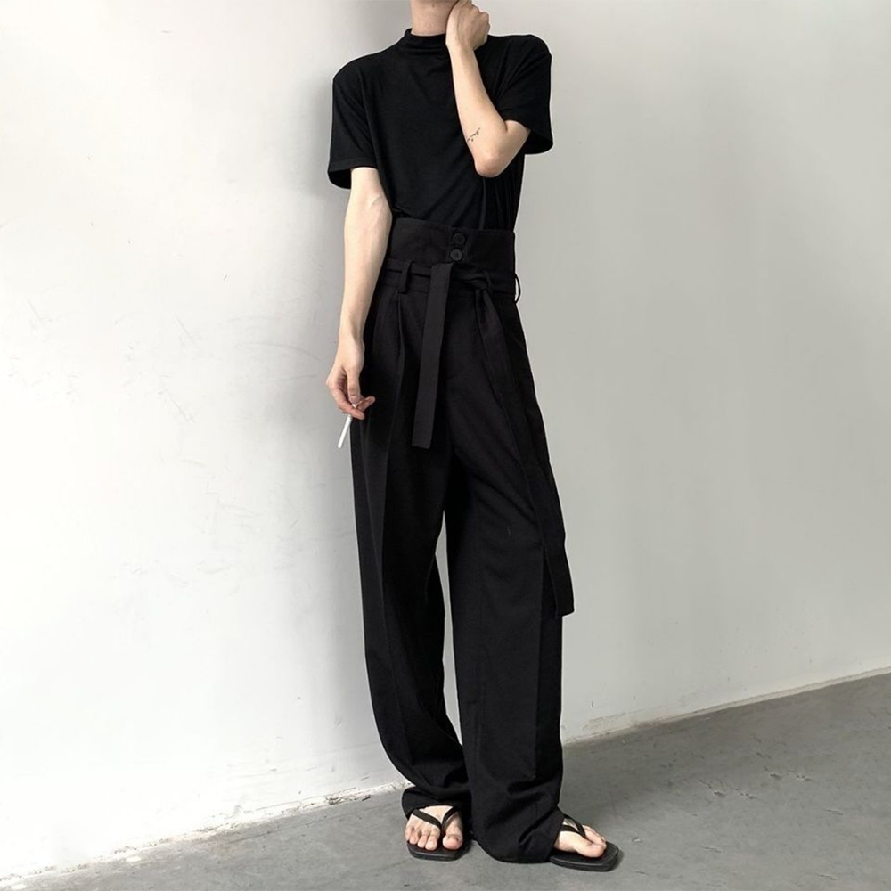 Mens Fashion Trend 2026 - Мужские брюки Y2K с ленточной отделкой,